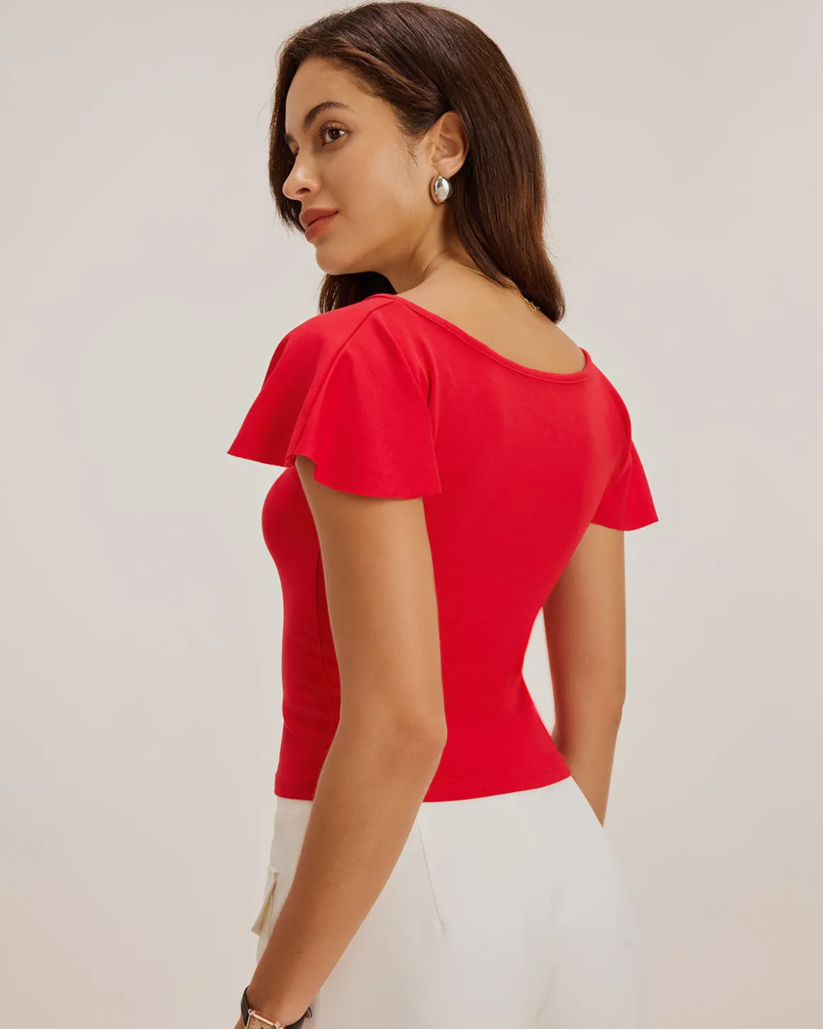 Red U Neck Slim T-shirt