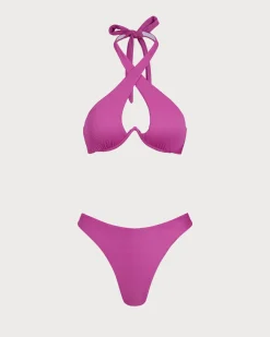 Rose Red Crossover Bikini Set