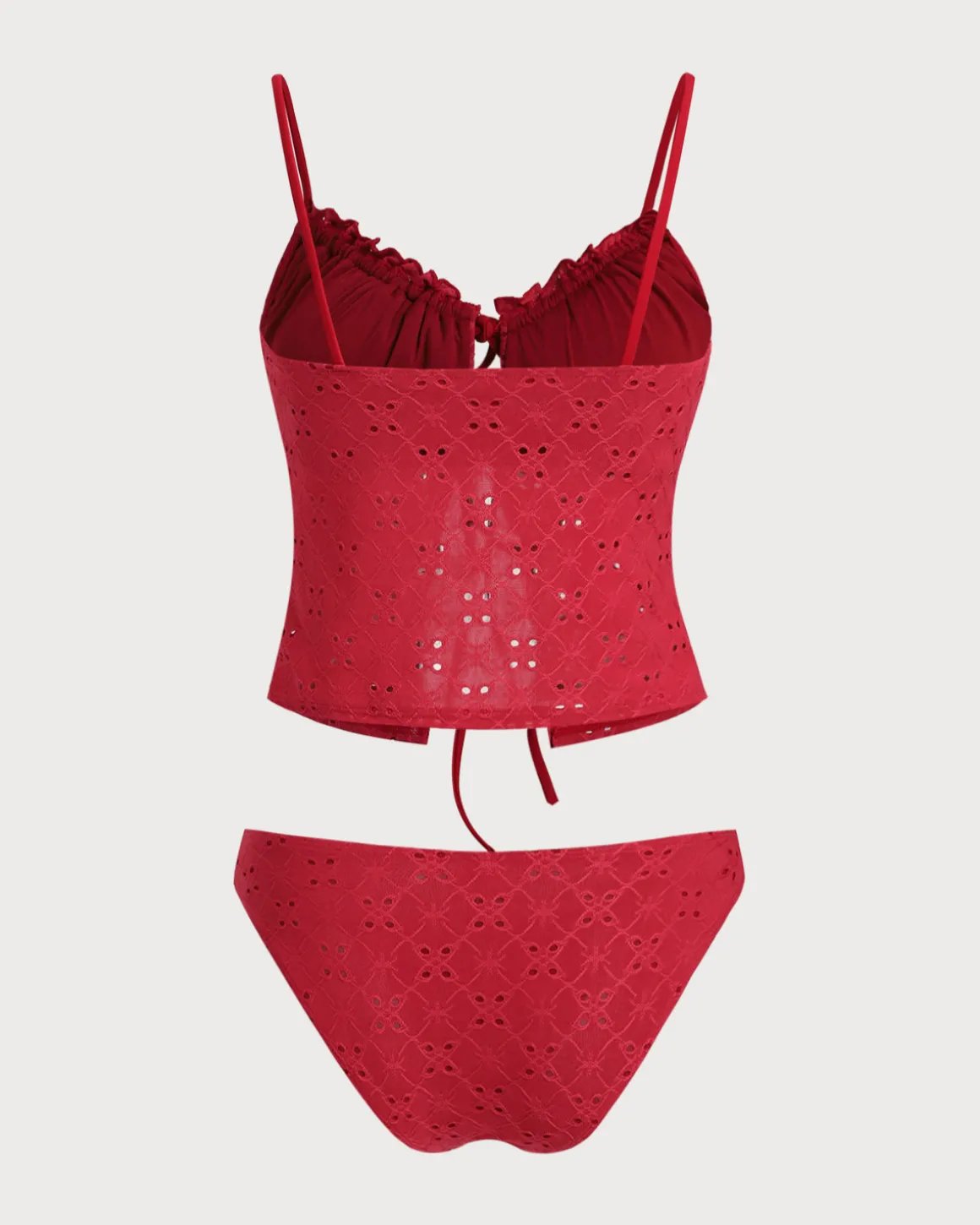 Rose Red Hollow Tankini Tankini Set