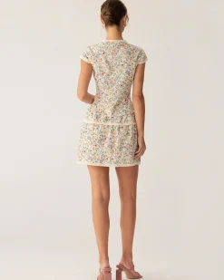 Round Neck Floral Button Blouse