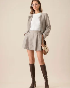 Round Neck Khaki Single-Breasted Jacket