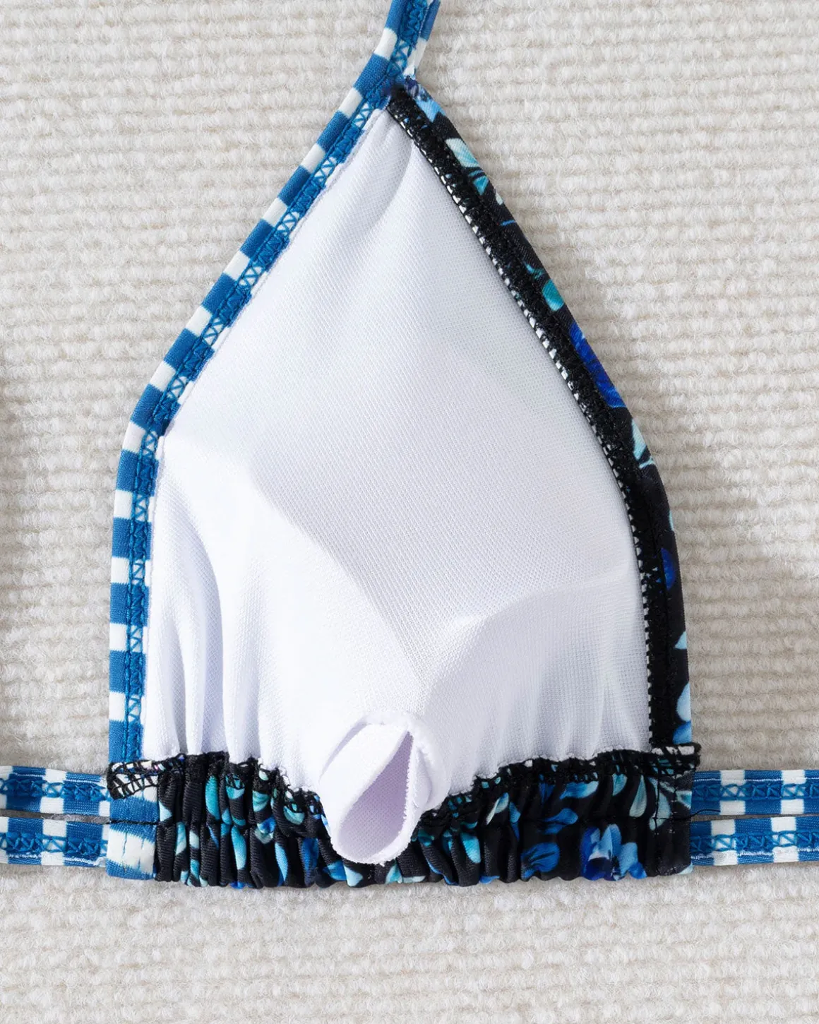 Royal Blue Knit Print Contrast Bikini Set