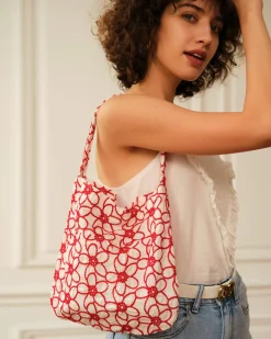 SpiArt The Floral Embroidery Cotton Shoulder Bag