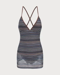 Striped Backless One-Piece Swimsuit