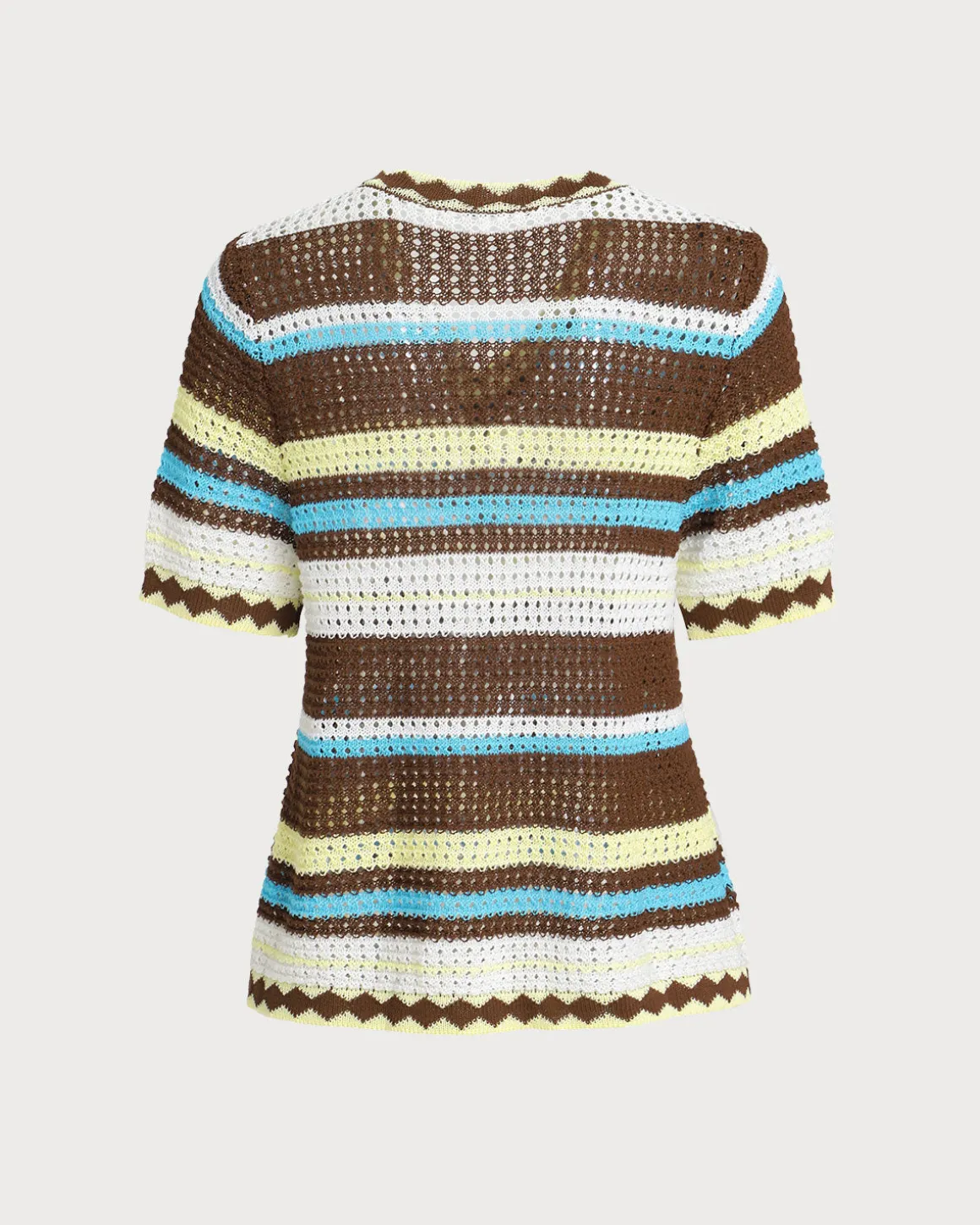 Striped Round Neck Crochet Blouse