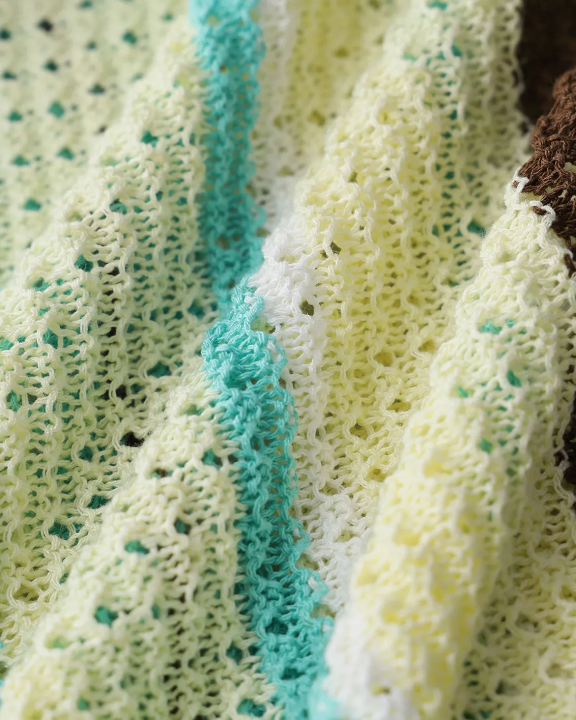 Striped Round Neck Crochet Blouse