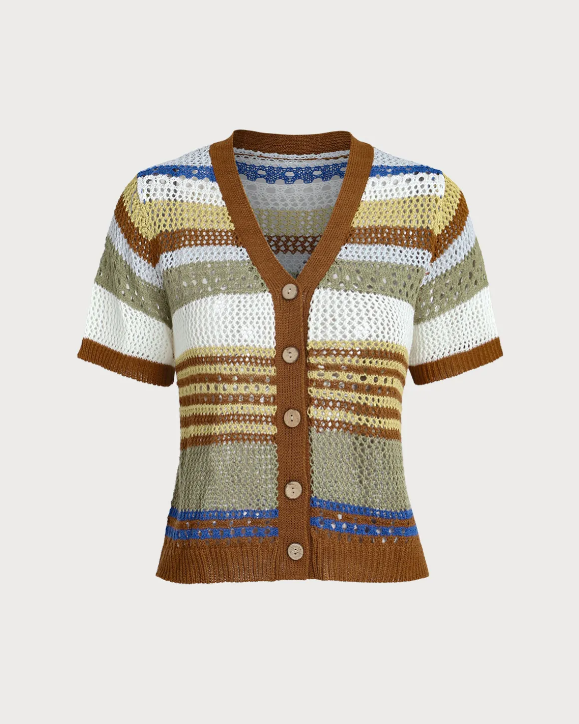 Striped V Neck Cardigan