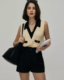 The Apricot Collared Colorblock Knit Tank Top