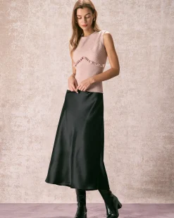 The Apricot Crew Neck Ruffle Knit Tank Top