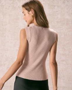 The Apricot Crew Neck Ruffle Knit Tank Top