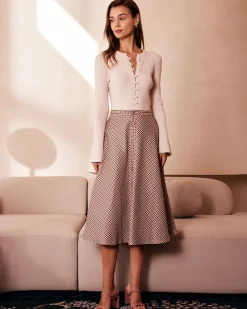 The Apricot Round Neck Button Up Knit Top