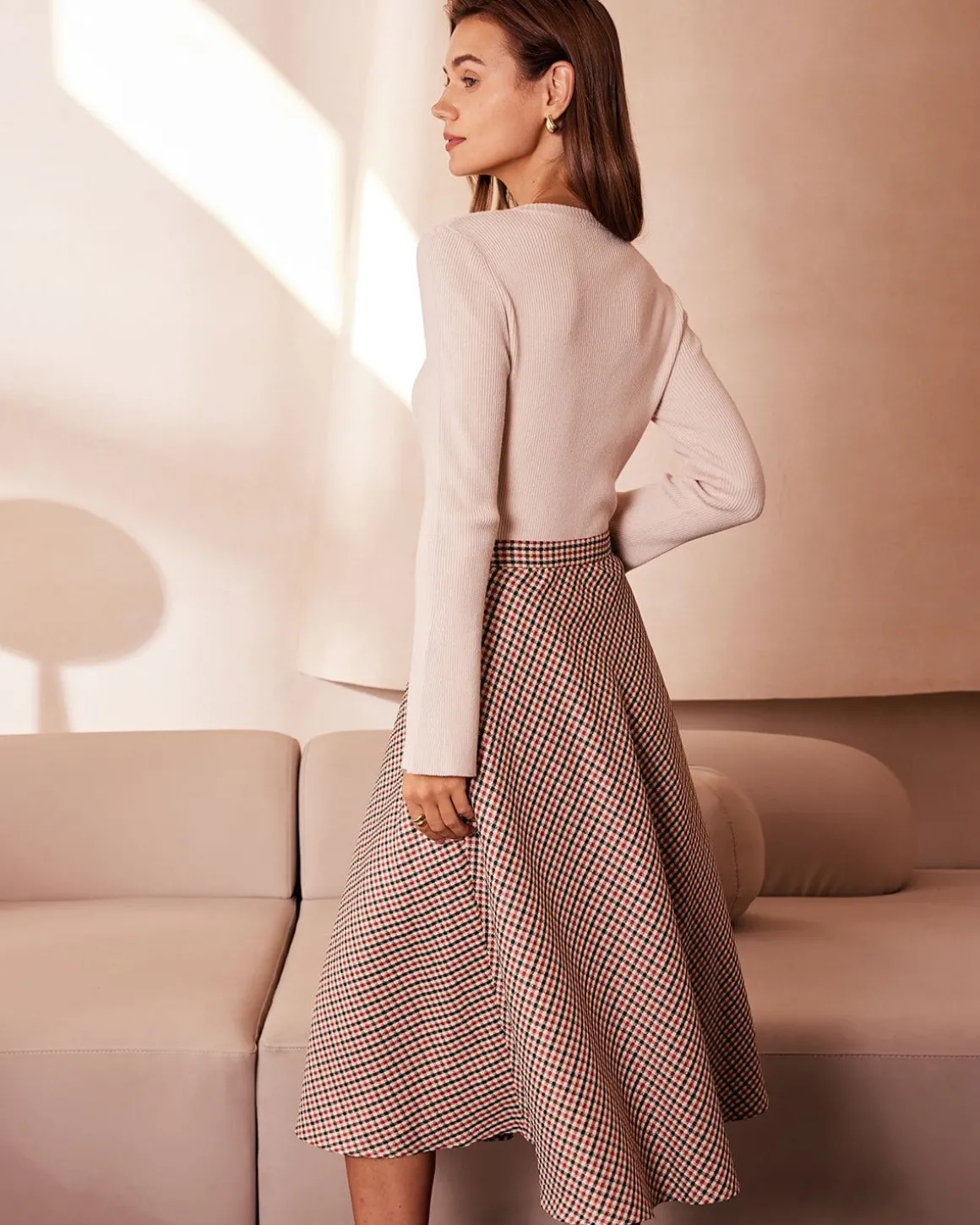 The Apricot Round Neck Button Up Knit Top