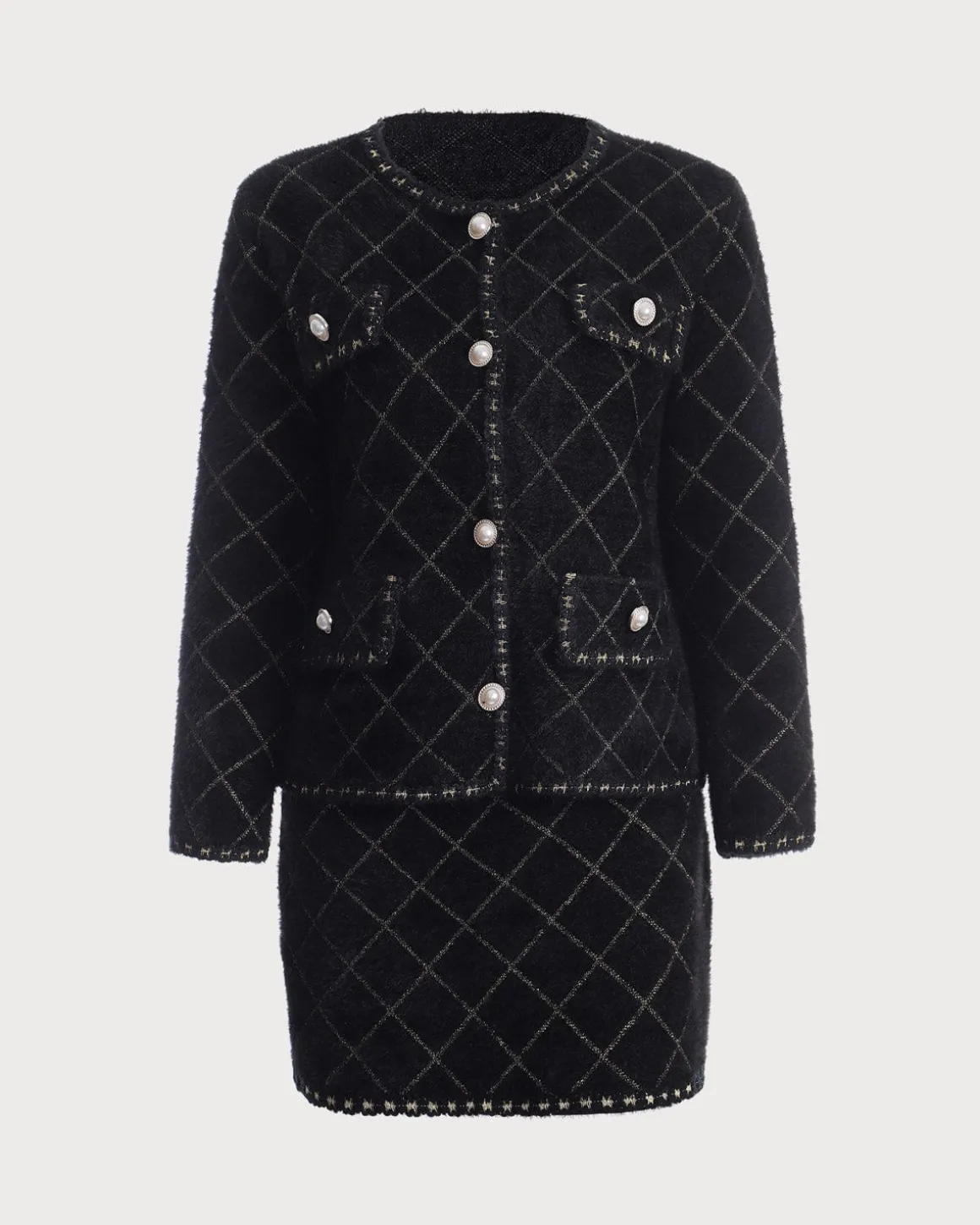 The Argyle Cardigan And Mini Skirt Set