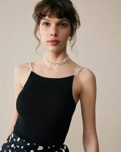 The Beaded Strap Ribbed Cami Top