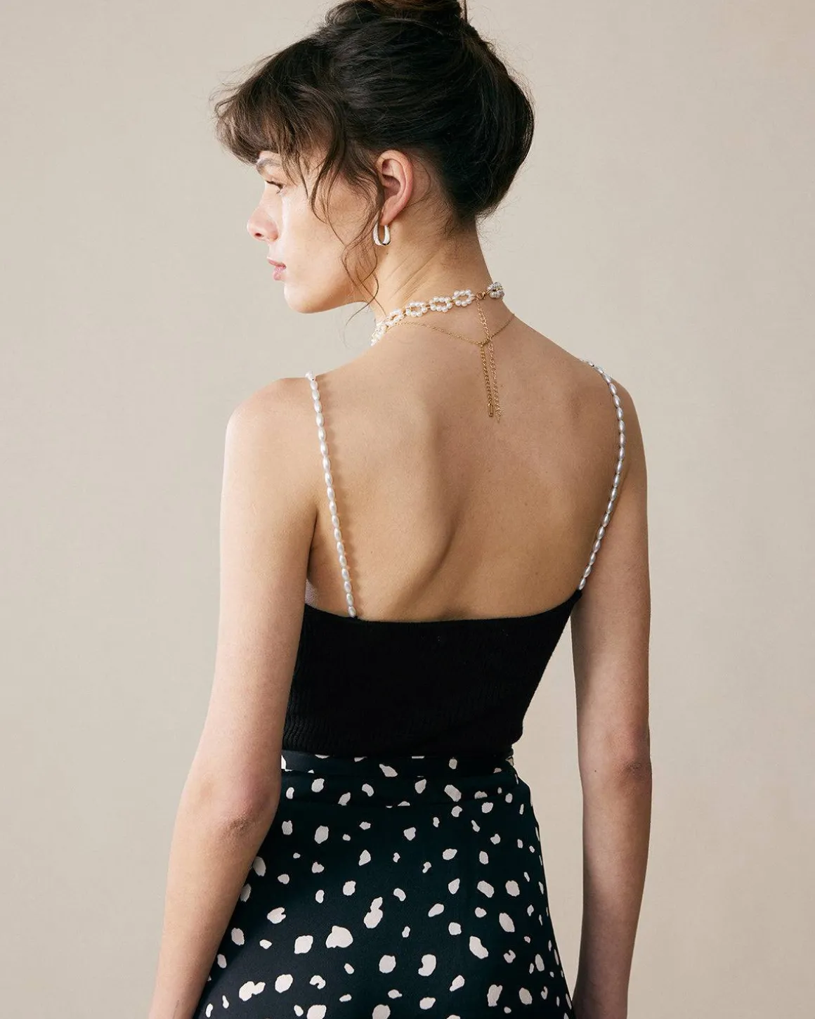 The Beaded Strap Ribbed Cami Top