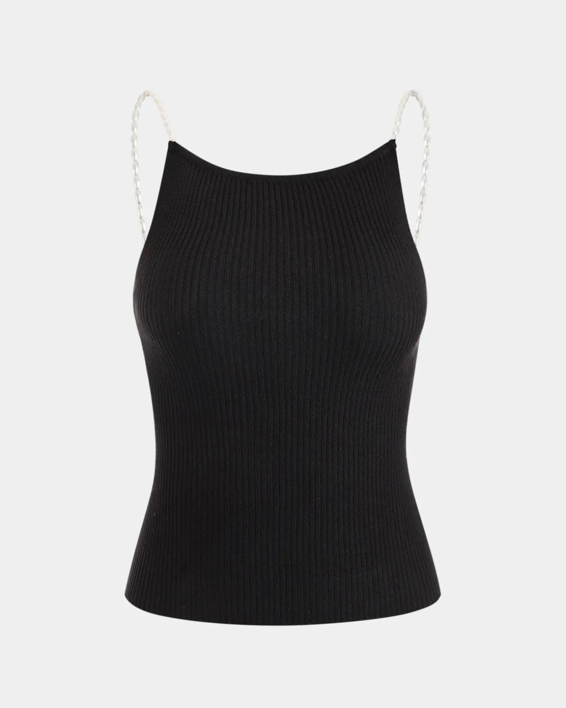 The Beaded Strap Ribbed Cami Top