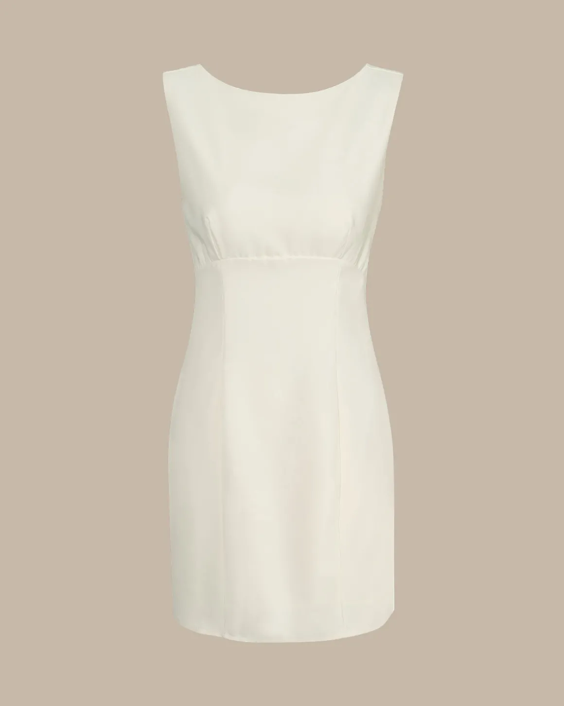 The Beige Boat Neck Back Bowknot Mini Dress