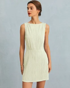 The Beige Water Ripple Textured Sleeveless Mini Dress