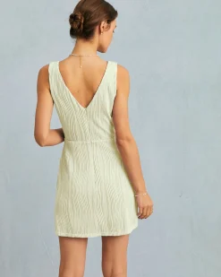 The Beige Water Ripple Textured Sleeveless Mini Dress