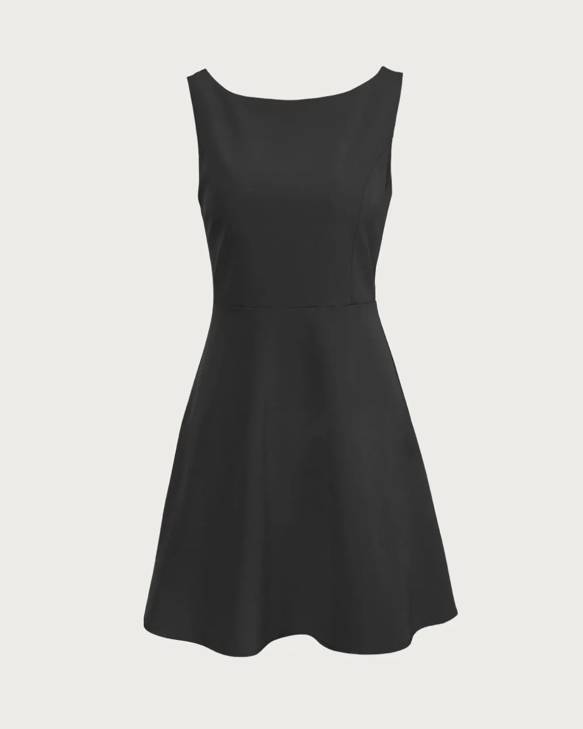The Black Boat Neck High Waisted Mini Dress
