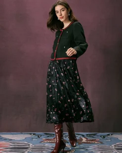 The Black Colorblock Button Tweed Jacket
