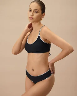 The Black Contrast Ribbed Bikini Top