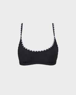 The Black Contrast Ribbed Bikini Top