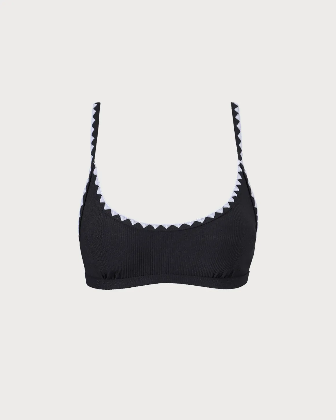 The Black Contrast Ribbed Bikini Top