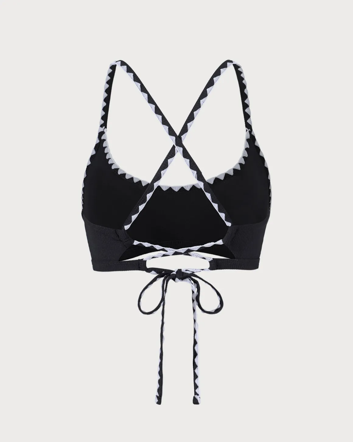 The Black Contrast Ribbed Bikini Top