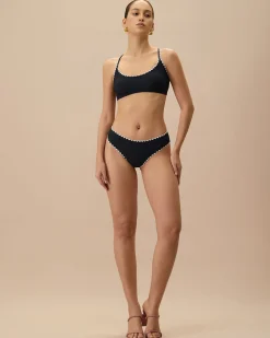 The Black Contrast Ribbed Bikini Bottom