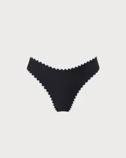 The Black Contrast Ribbed Bikini Bottom