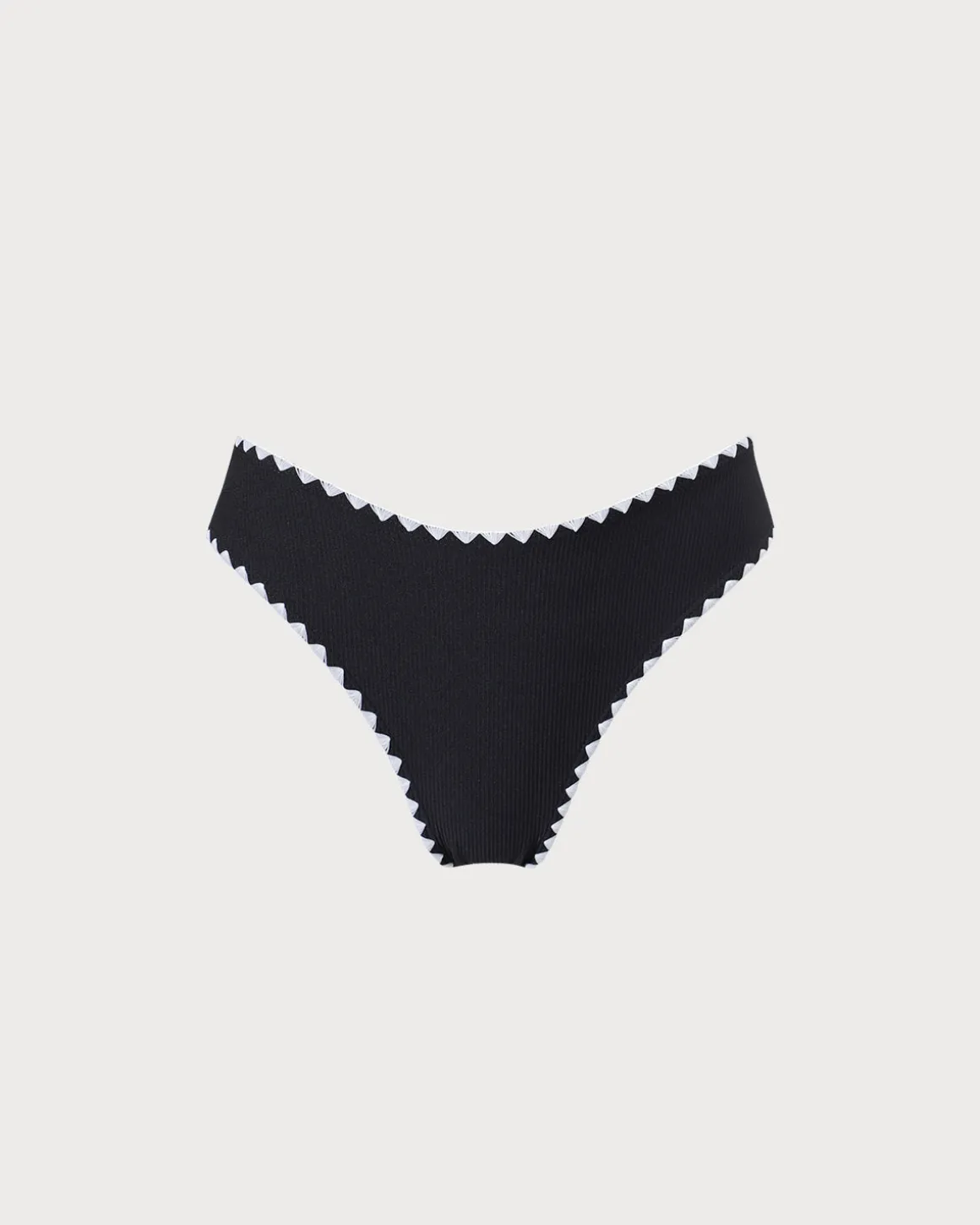 The Black Contrast Ribbed Bikini Bottom