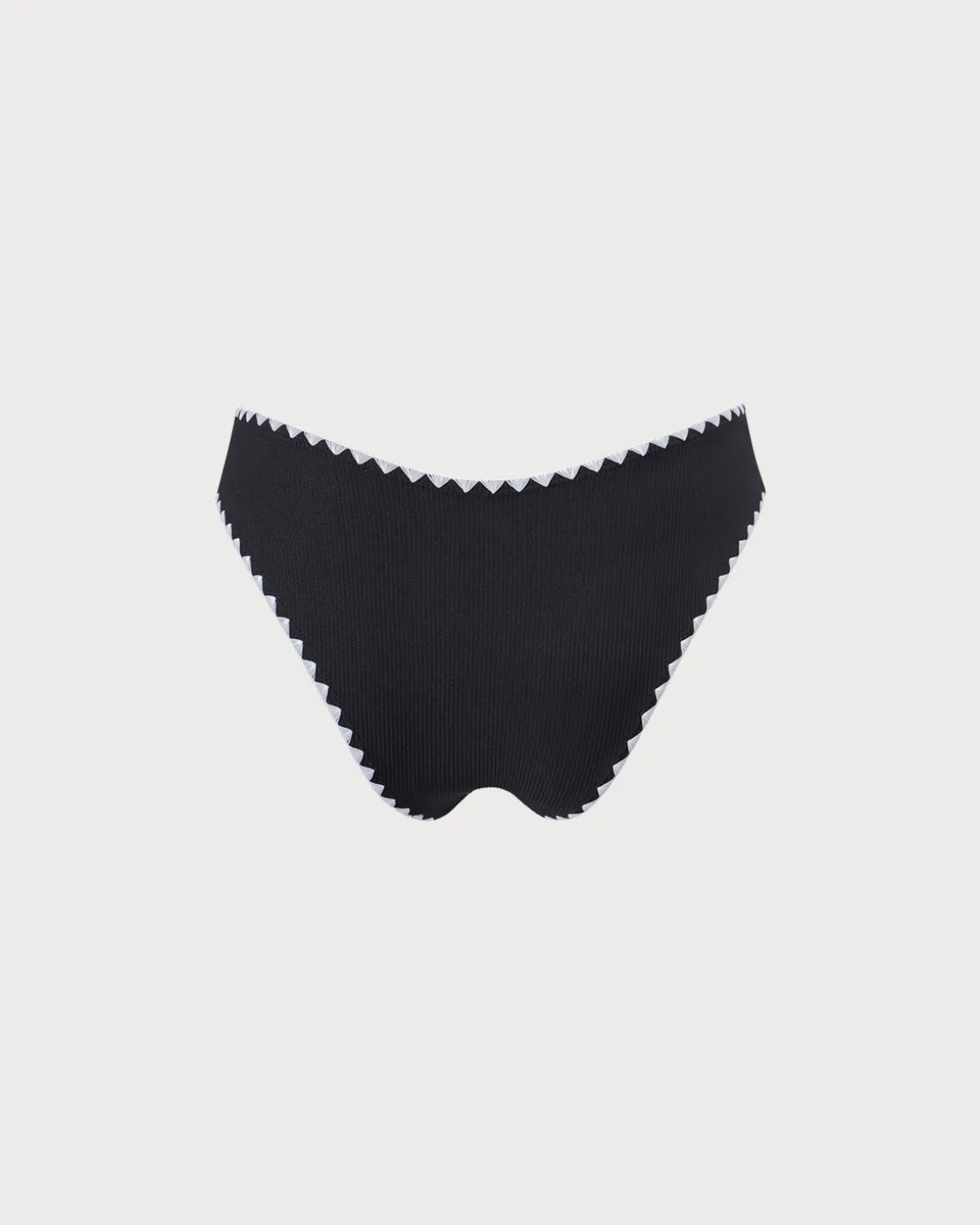The Black Contrast Ribbed Bikini Bottom