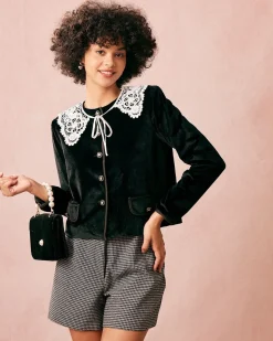 The Black Crew Neck Velvet Jacket