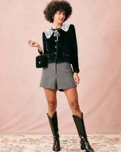 The Black Crew Neck Velvet Jacket