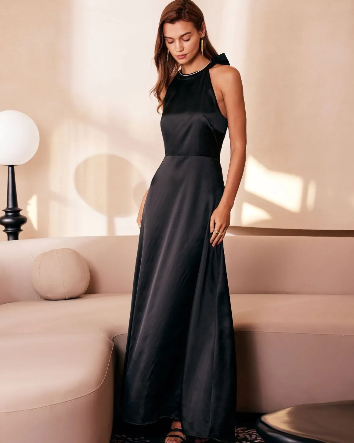 The Black Halter Bowknot Cutout Maxi Dress