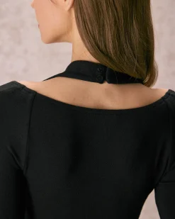 The Black Halter Hollow Out Mini Dress