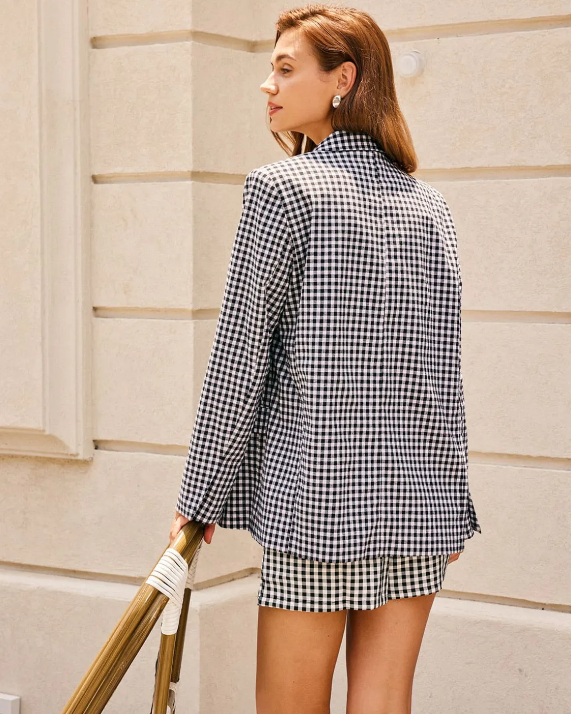The Black Lapel Plaid Single-Breasted Blazer