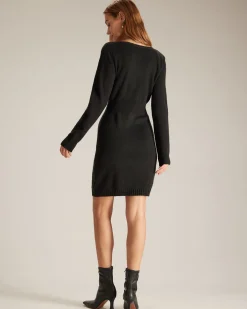 The Black Round Neck Embroidery Mini Dress