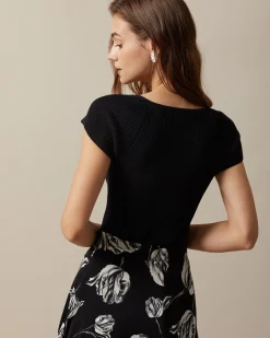 The Black Square Neck Short Sleeve Knit Top