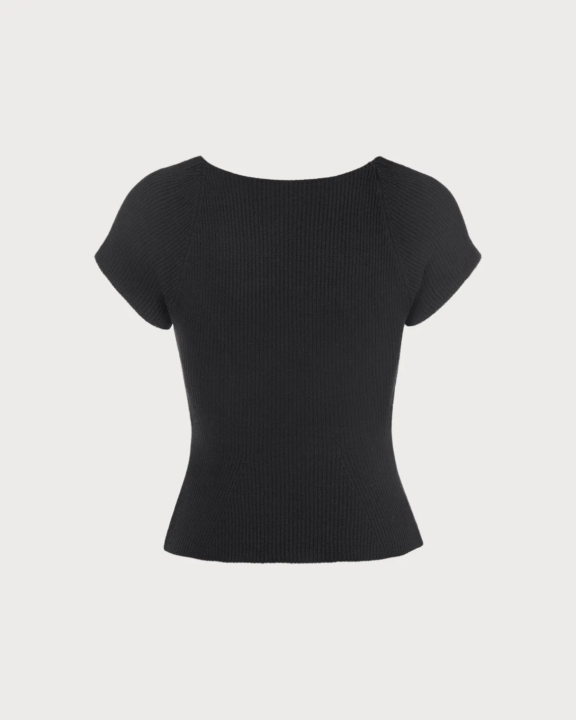 The Black Square Neck Short Sleeve Knit Top