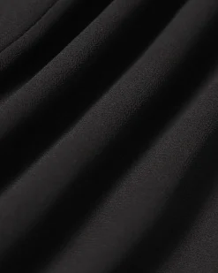 The Black Stand Collar Sheer Slit Mini Dress