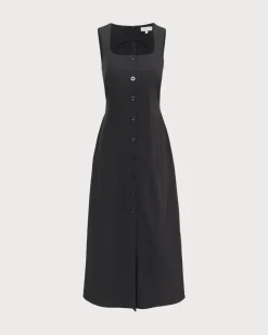 The Black U Neck Tie Back Sleeveless Maxi Dress