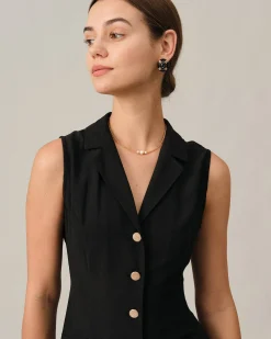 The Black V-Neck Tunic Midi Dress