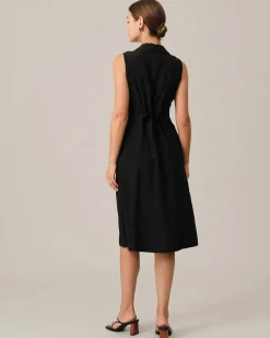 The Black V-Neck Tunic Midi Dress