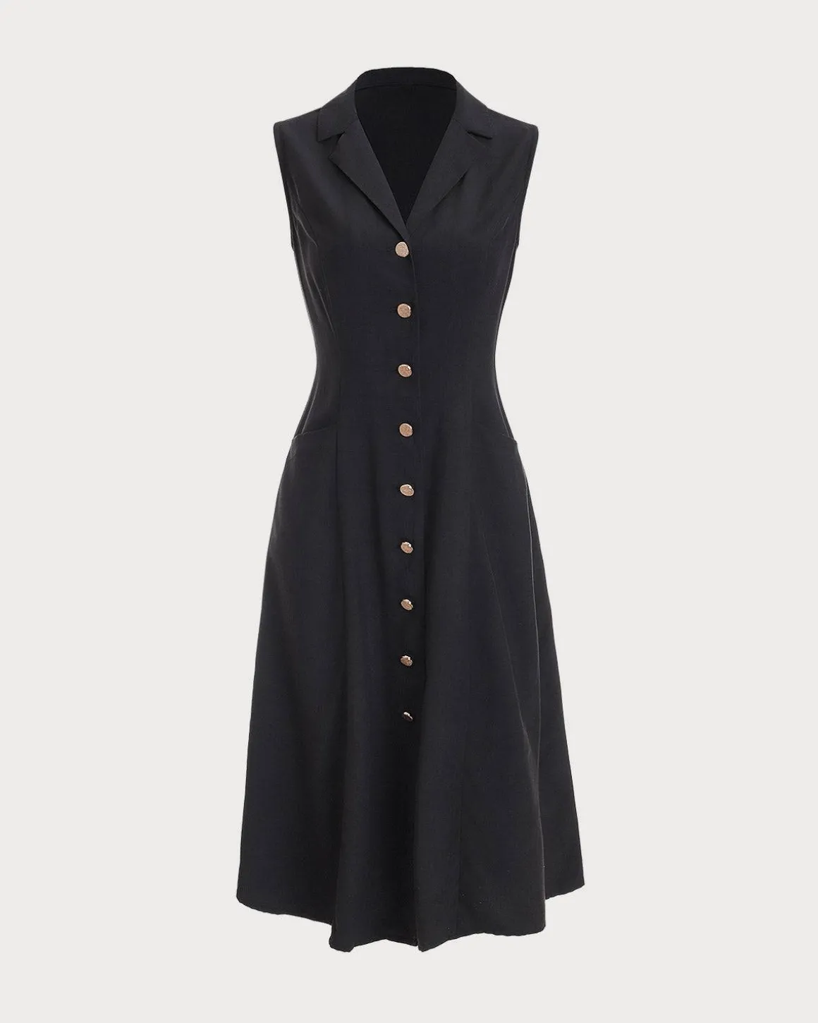 The Black V-Neck Tunic Midi Dress