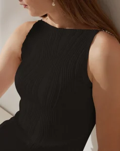 The Black Water Ripple Textured Cami Dress
