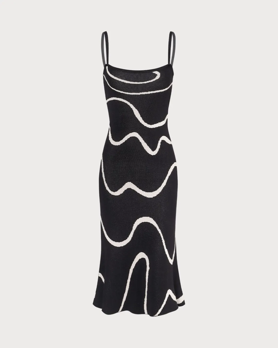 The Black Wave Mermaid Hem Knit Midi Dress