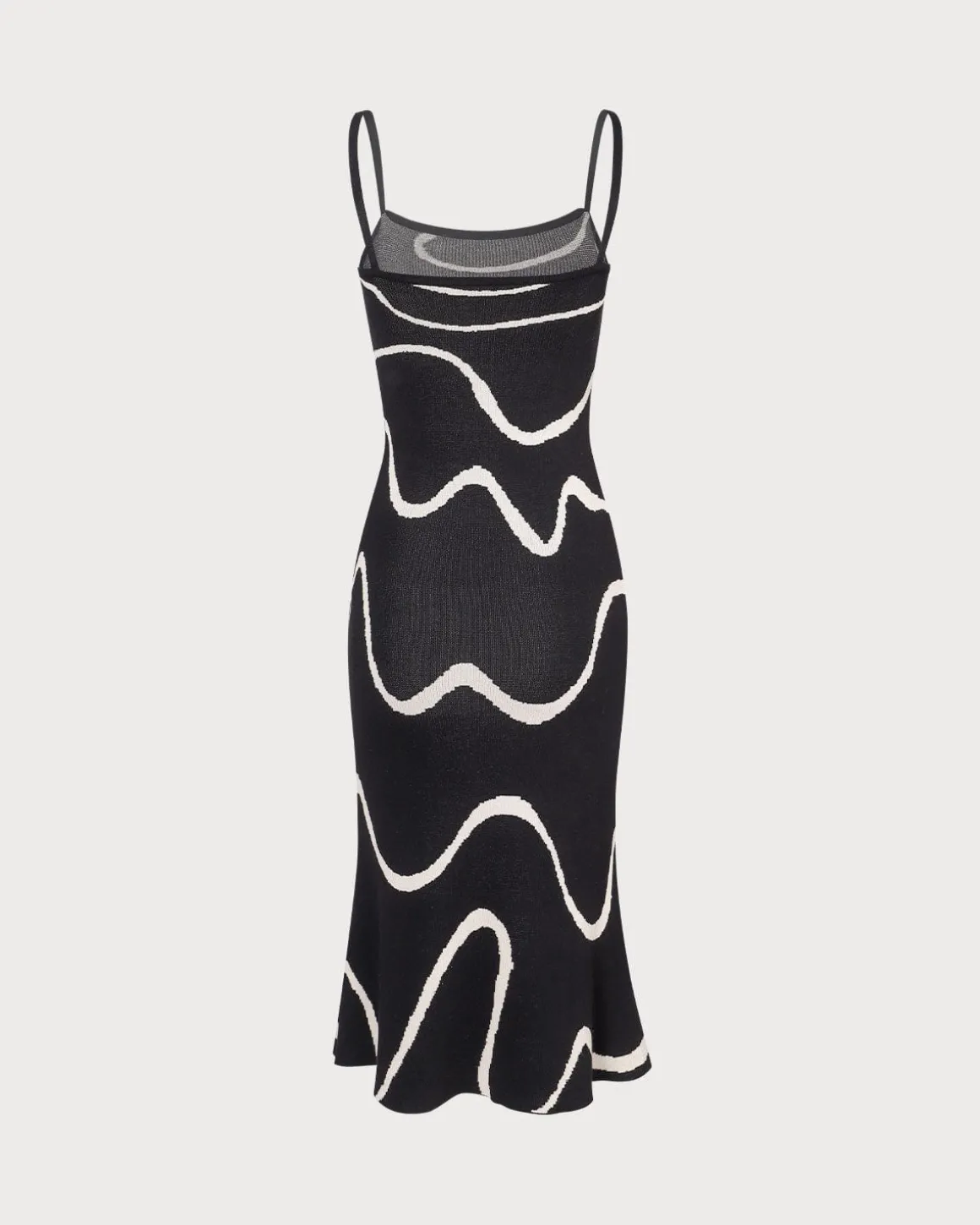 The Black Wave Mermaid Hem Knit Midi Dress