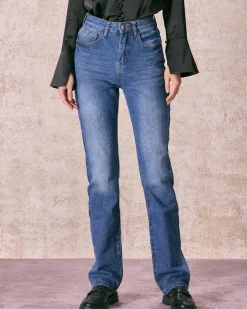 The Blue High Waisted Straight Leg Jeans